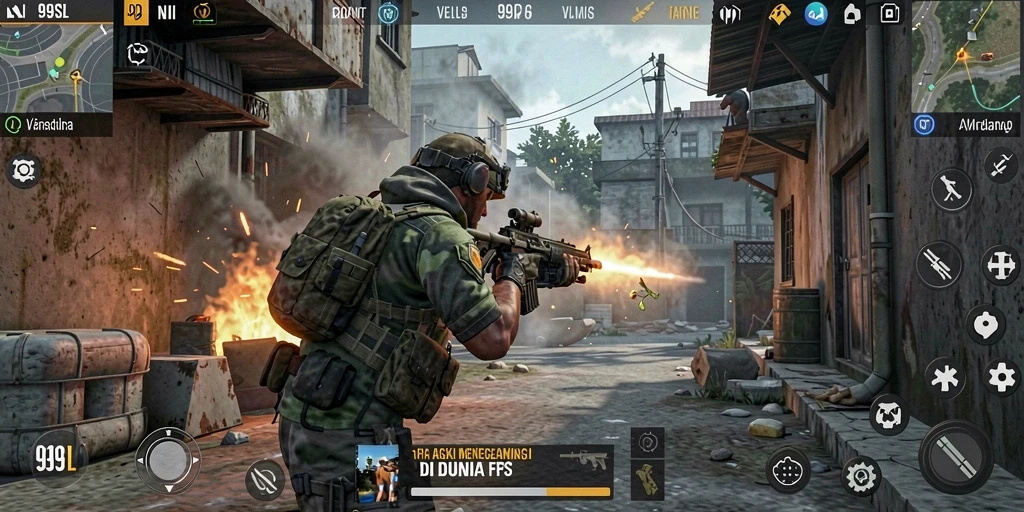 Tampilan gameplay FPS yang mendebarkan dalam 99SL.