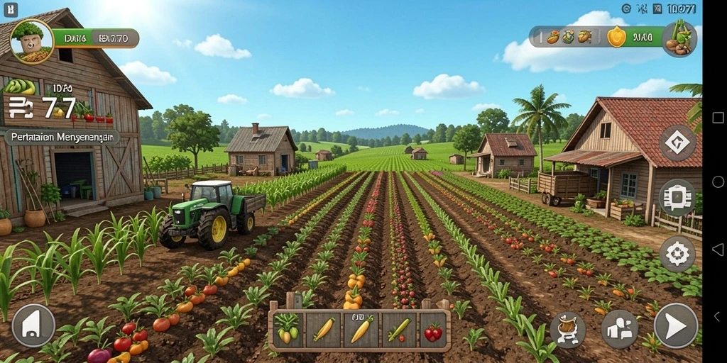 Tampilan gameplay menawan dalam IDA777 saat bercocok tanam.