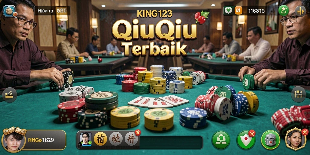 Tampilan gameplay KING123 dengan kartu QiuQiu yang menarik.