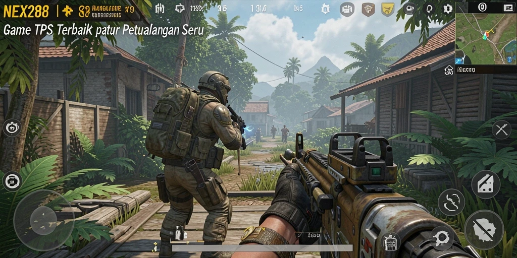 Tampilan gameplay NEX288 yang mendebarkan dalam aksi TPS.