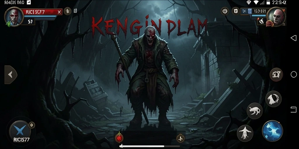 Screenshot gameplay RICIS77 dengan suasana horor yang menghantui.