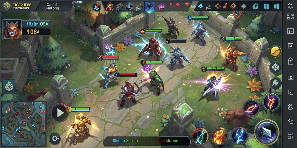 Gameplay seru TIGERJP88 menampilkan pertarungan tim yang dinamis.
